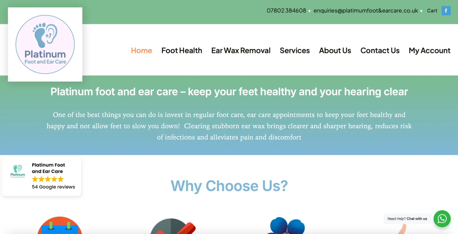Platinum foot and ear care website
